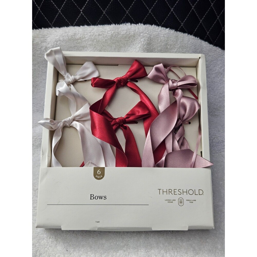 Beautiful Threshold Small Bows With Long Tails - Red Pink White Satin Decor